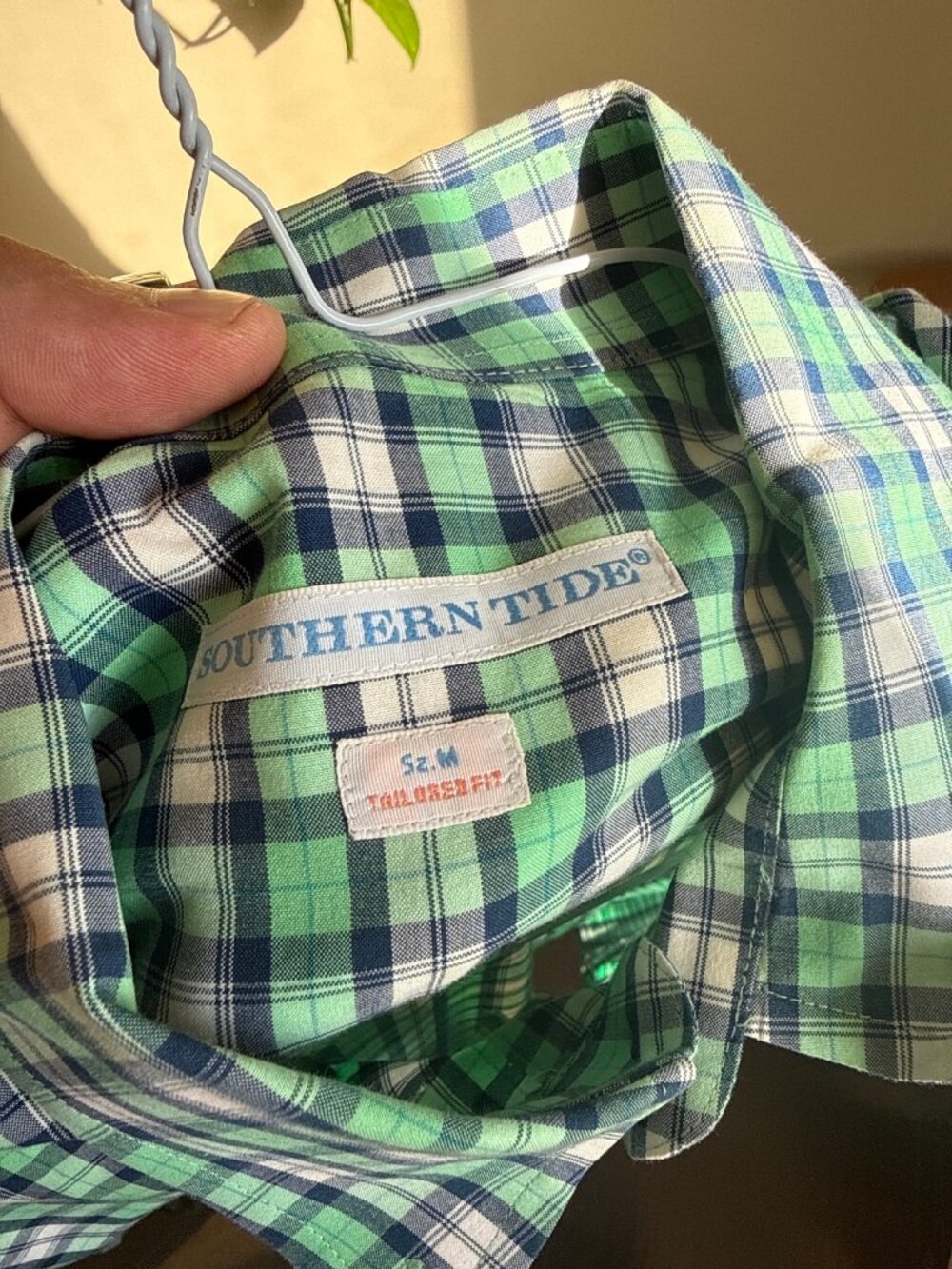 Southern Tide Mens Tailored Fit Button Down Long Sleeve Shirt Green Blue White P